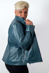 Women's leather jacket Adelina Aquamarine